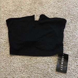 SHEIN Black Ribbed Crop Top